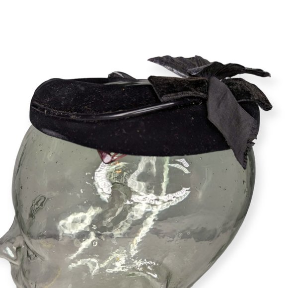 Vintage Black Velvet Butterfly Fascinator Hat main image 13